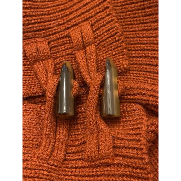 Fenn Wright Manson Rust Orange Cable Knit Tunic Sweater Toggle Cowl Neck Size 1X - Picture 11 of 11